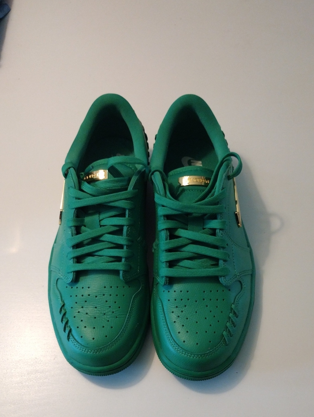 Women's JordonTeal Green Low-Top Sneakers with Gold Accent